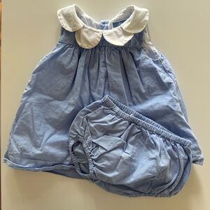 Jacadi Baby Girl Peter Pan Collar Dress with Bloomers